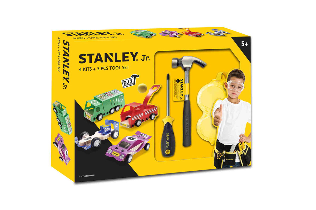Stanley Jr Σετ με 4 ξύλινες κατασκευές και 3 εργαλεία MULTICOLOR Παιχνίδια