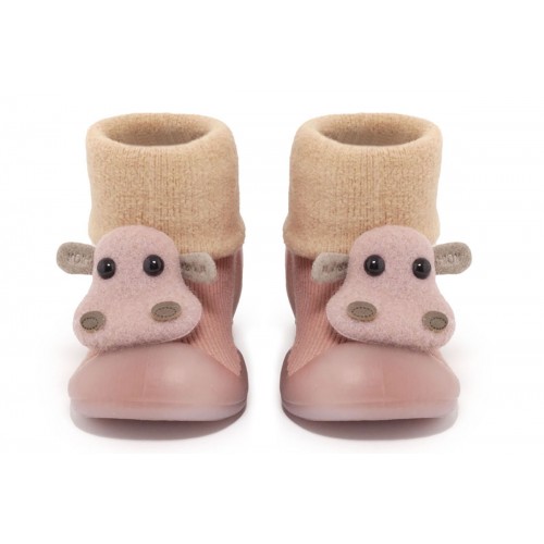 KIDS SOCK SHOES YUP PINK COW