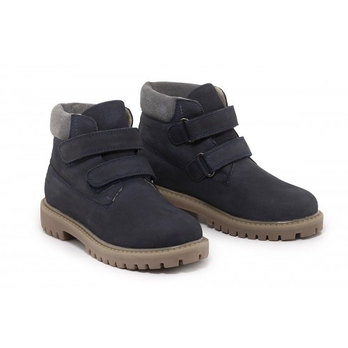 KIDS LEATHER LOW BOOTS WITH 2 VELCRO