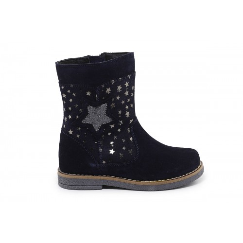 KIDS LEATHER LOW BOOTS SILVER STARS
