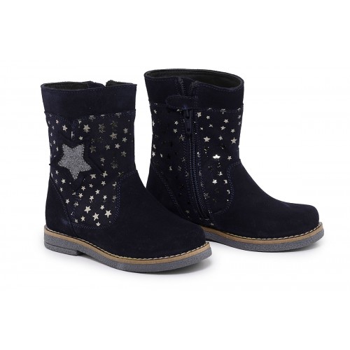 KIDS LEATHER LOW BOOTS SILVER STARS