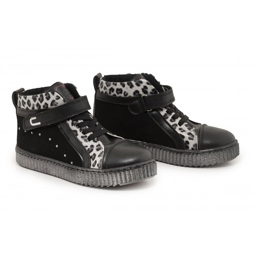KIDS LOW BOOTS ANIMAL PRINT LACES VELCRO