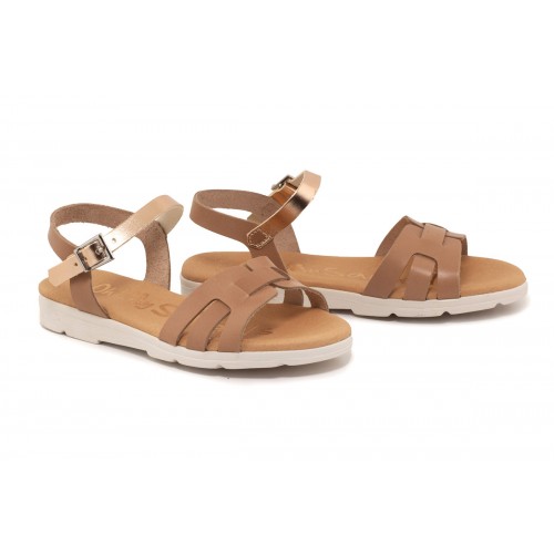 KIDS LEATHER SANDALS NUDE