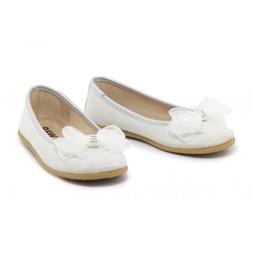 KIDS CONGUITOS BALLERINAS GLITTER WITH BOW WHITE NV558661 0040