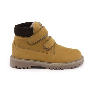 KIDS LEATHER LOW BOOTS WITH 2 VELCRO