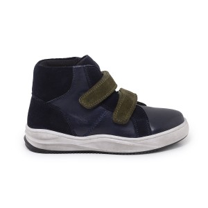KIDS LEATHER LOW BOOTS WITH 2 SUEDE VELCRO